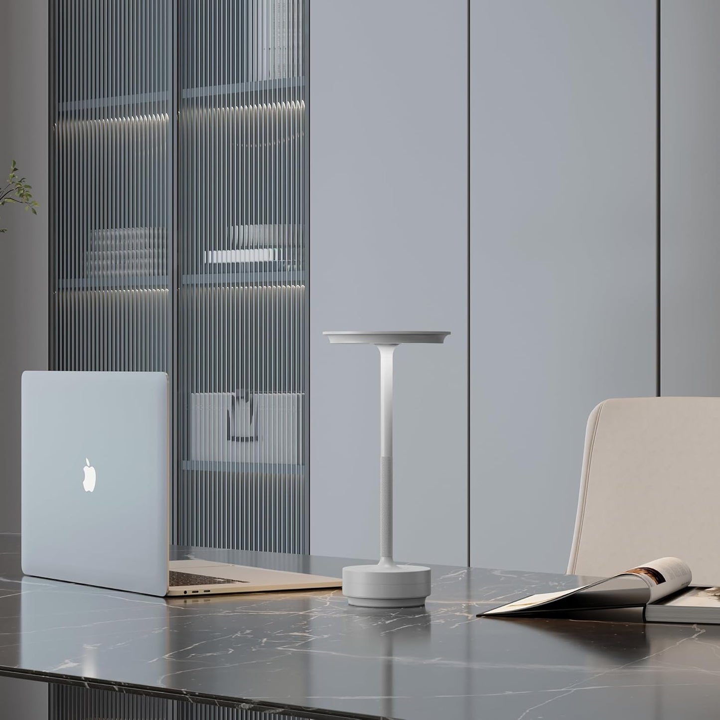 2 Pack Rechargeable Cordless Table Lamps, Portable 5000mAh LED Table Light, 3 Color Stepless Dimming Battery Powered Metal Table Lamp for Outdoo/Restaurant/Home/Patio.(Light Gray)