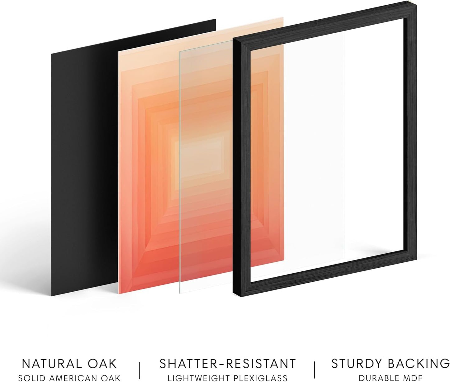 HAUS AND HUES Pink Geometric 2 Art Print with Black Oak Frame 24x36