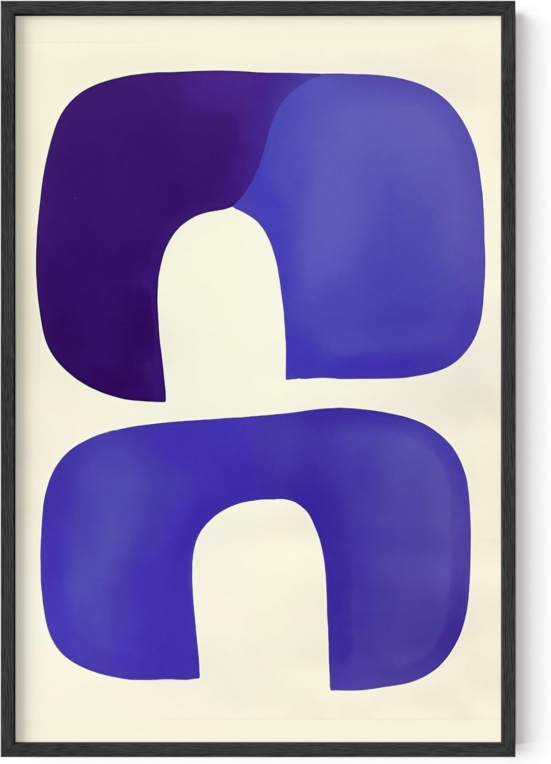 HAUS AND HUES Modern Abstract Wall Art - Blue and Green Living Room Art, Modern Artwork for Walls, Minimalist Picture for Living Room(Blue Tribal Shapes, Black Frame, 24x36)