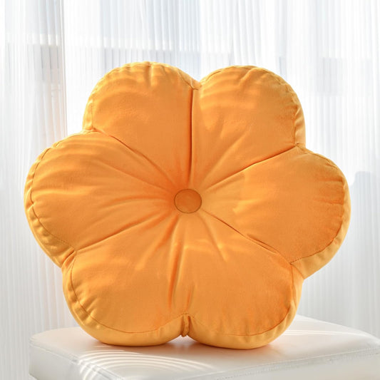 Xuyier Flower Pillow, Flower Shaped Pillow with Velvet for Couch Bed Chair Sofa, Home Decor Floor Seating Cushion Cute Throw Pillows for Living Room Bedroom (15 Inches, Ginger Yellow)