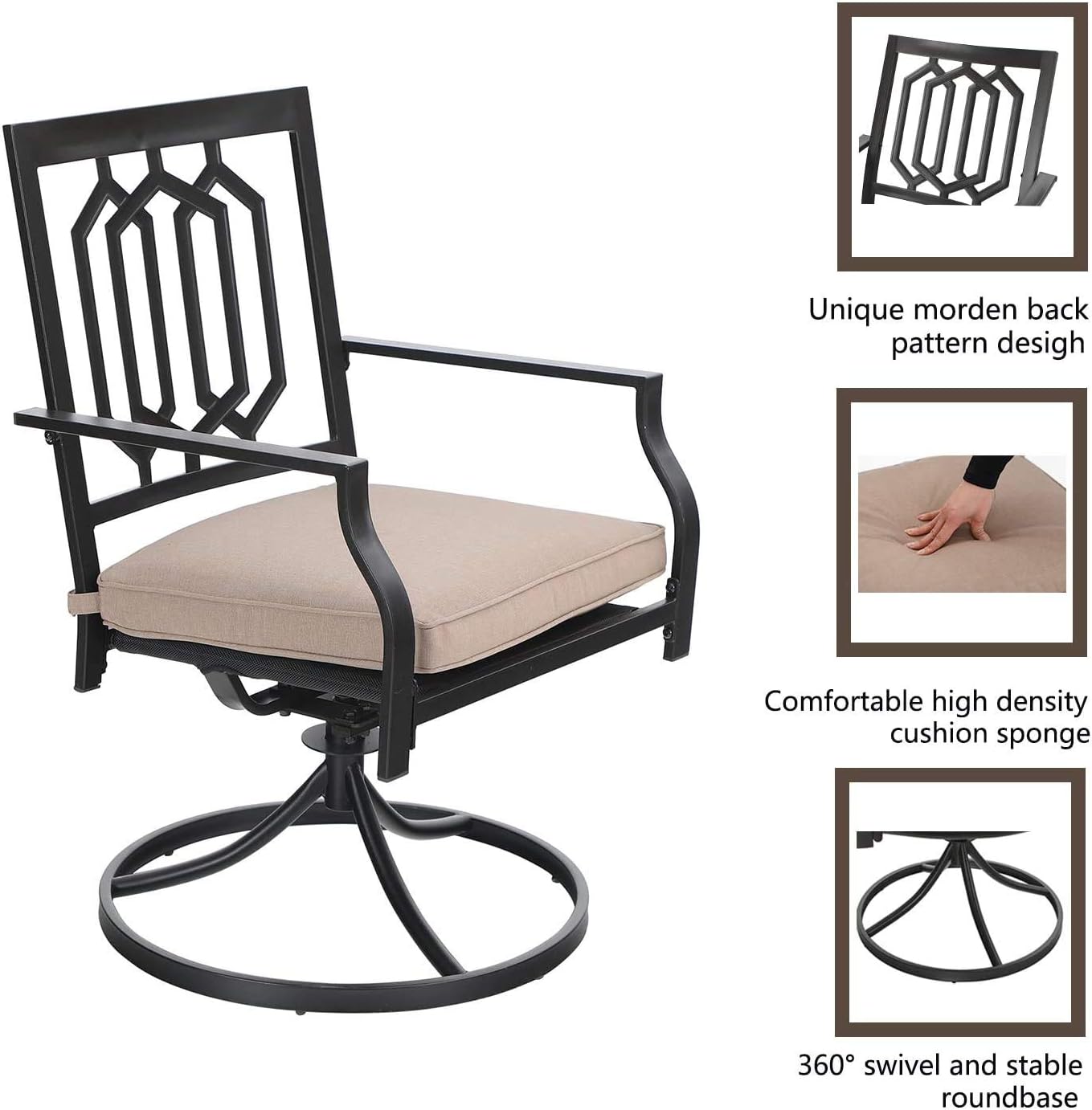 MFSTUDIO Patio Table and Chairs Set of 6, Patio Dining Set for 6 with Expandable Table, Metal Outdoor Dining Set for for Deck Backyard Poolside Garden