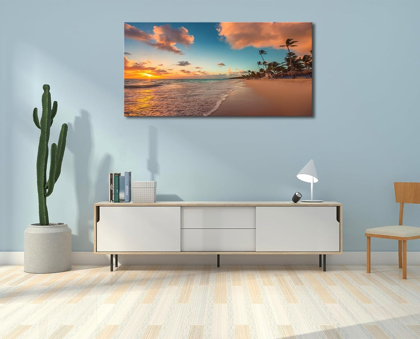 Large Beach Canvas Wall Art Decor for Living Room Sunset Coastal Painting Print Framed Ocean Nature Landscape Picture Poster for Office Dedroom Home Decoration 20" X 40"