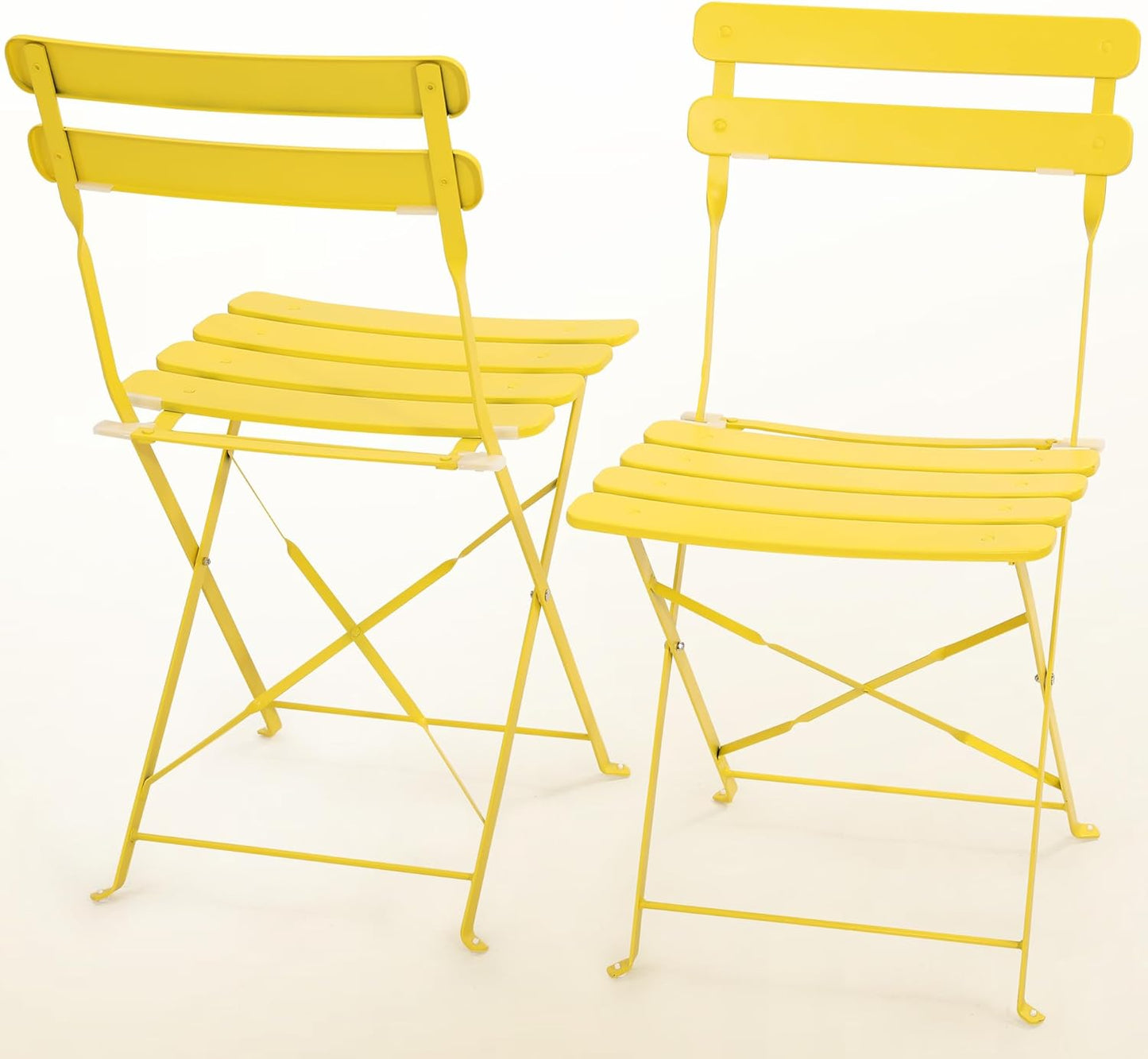 Kromax Outdoor 3 Piece Patio Bistro Set, Folding Bistro Table and 2 Folding Chairs, Patio Conversation Furniture Set, Space Saving, Yellow