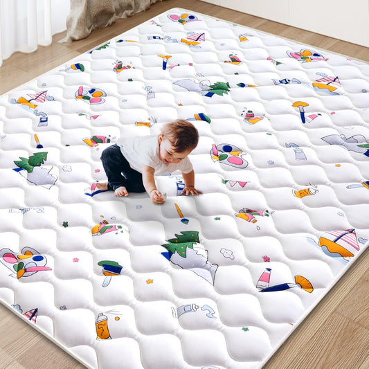 Baby Play Mat - 79" X 71",Premium Thicker Foam One-Piece Crawling Mat, Machine Washable, Extra Large Anti-Slip Activity Playmat for Babies, Toddlers & Infants
