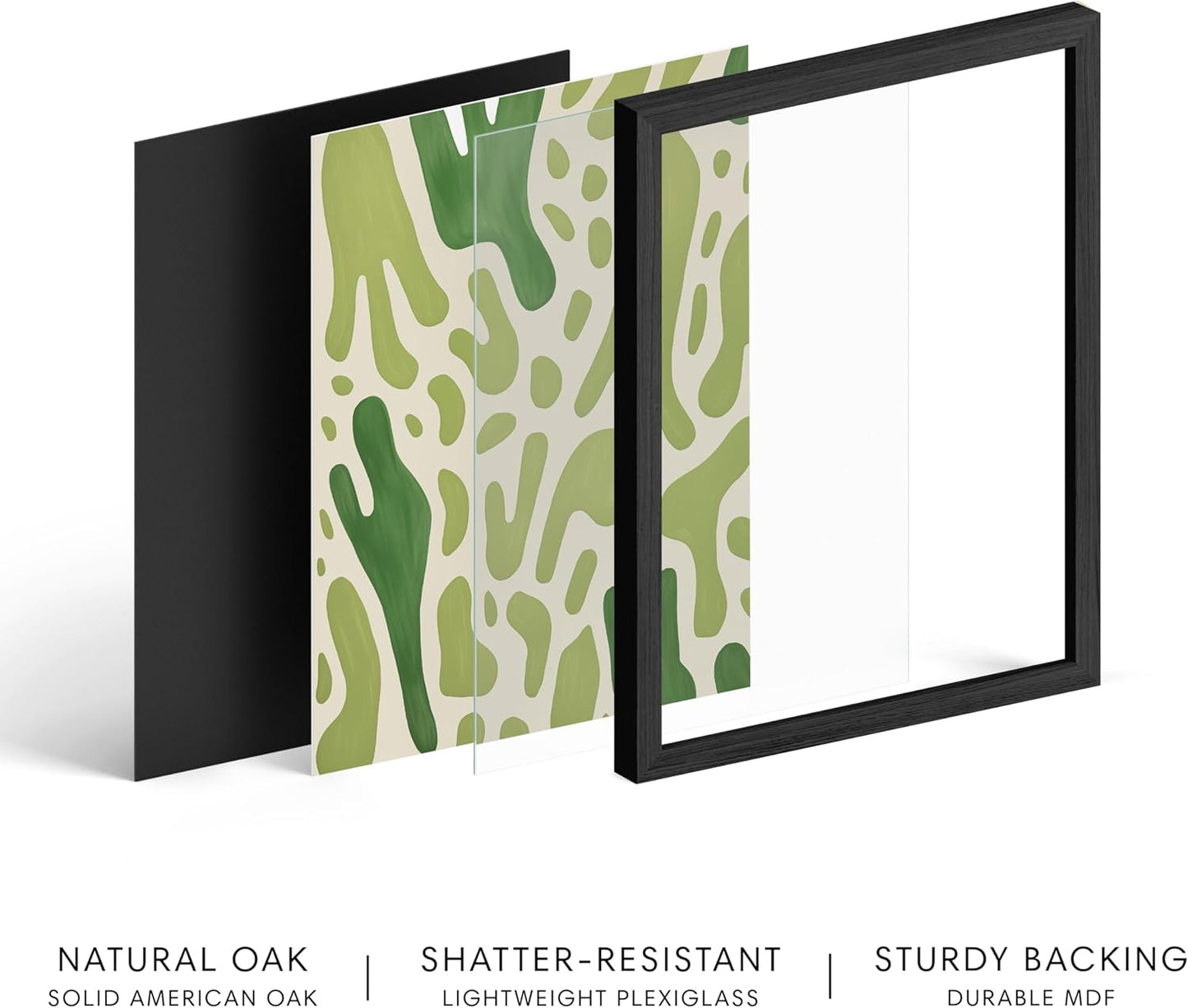 HAUS AND HUES Modern Abstract Wall Art - Blue and Green Living Room Art, Modern Artwork for Walls, Minimalist Picture for Living Room(Green Pattern, Black Frame, 11x14)