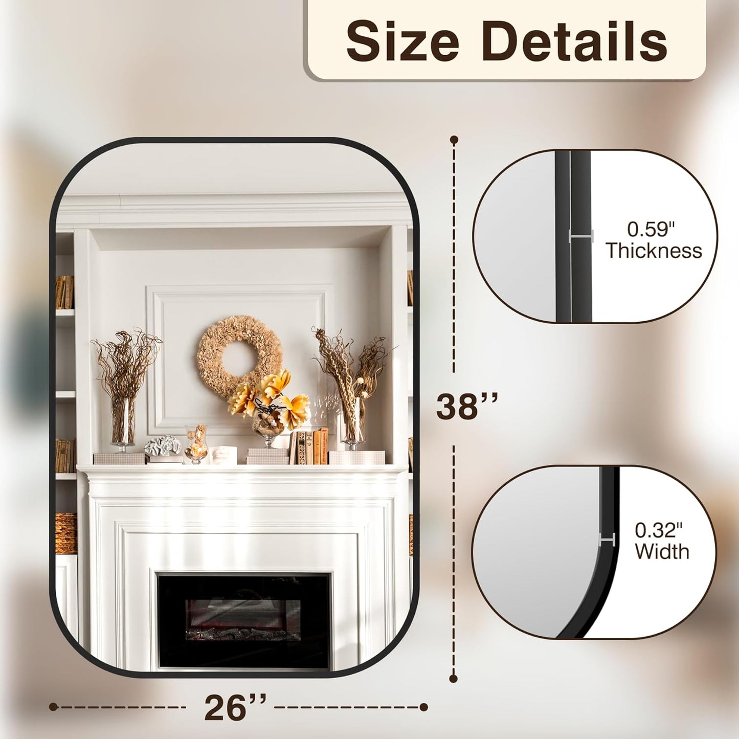 FICTOR Bathroom Vanity Mirror for Wall, 2 Pack 26" x 38" Rectangle Bathroom Mirror for Over Sink, Metal Framed, Hangs Horizontally or Vertically(Black)