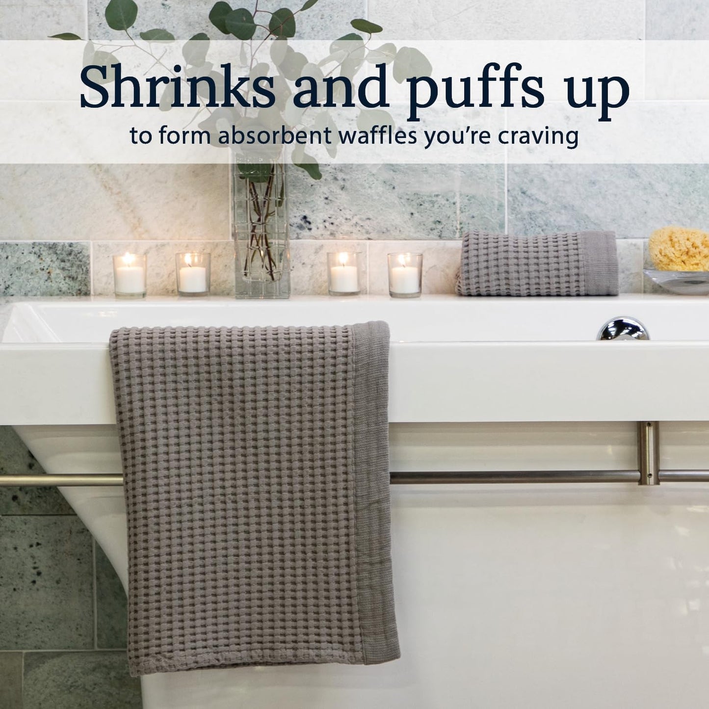 GILDEN TREE Waffle Bath Sheet Quick Dry Towel, Thin Luxury Bath Towels, 40x80 Large Bath Towels 2 Pack Bath Sheets, Modern Style (Pewter)