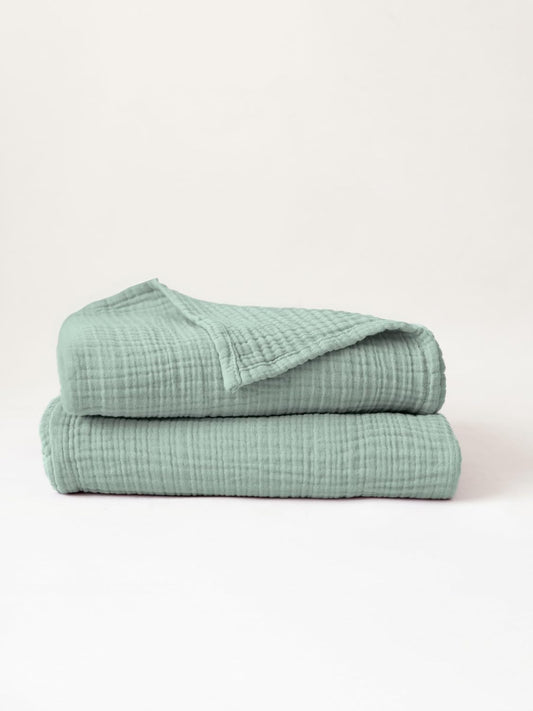 Muslin Bath Towels Pack of 2-32"x67" Inch Large Size, 100% Turkish Cotton, Thin, Soft, Quick-Dry, Lint-Free, Muslin Bathroom Towels (Sage Green, Pack of 2 Bath Towels)