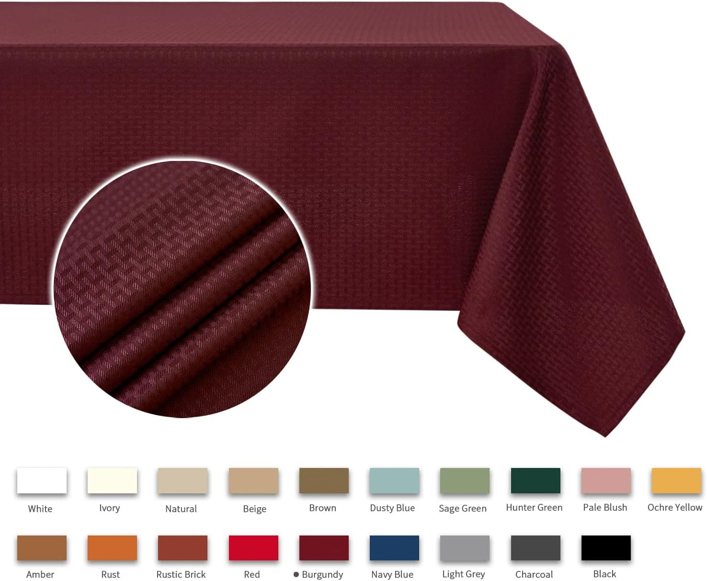 maxmill Tablecloth Weaved Texture Stain Resistant Waterproof, Wrinkle Resistant Washable Table Cloth, Fabric Table Cover for Dining Room, Indoor Outdoor Use, Rectangle 60 x 120 Inch, Burgundy