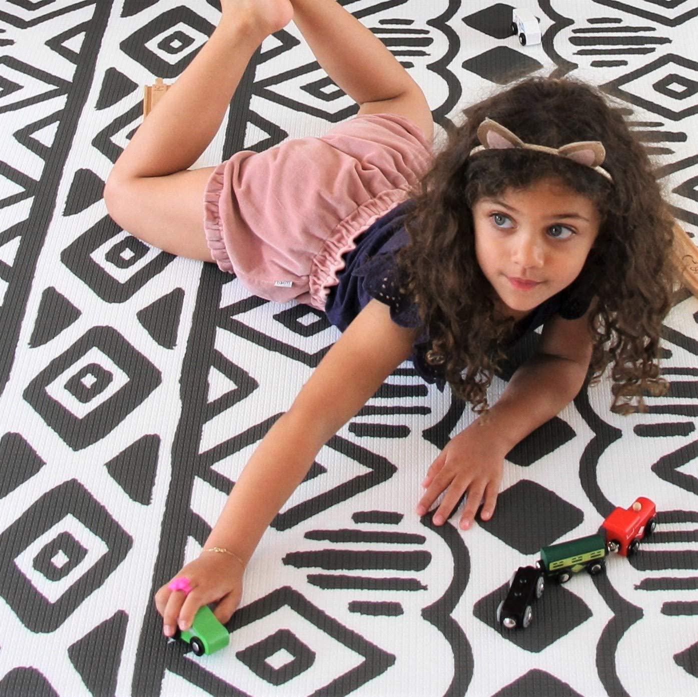 Cushmat Stylish Reversible Foam Play Mat (Large, Crystals - Ivory Light Blue) - Soft, Waterproof, Durable Play mat for Infants, Babies, Toddler, Kids & Grownup - 6.5ft x 4.5ft