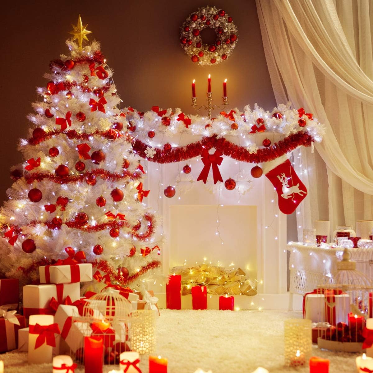 Decute 500LED 164ft Fairy String Lights Cool White Christmas Light Silver Wire w/Remote, Firefly Lights Starry Light for DIY Christmas Tree Costume Wedding Party Table Centerpiece Decor