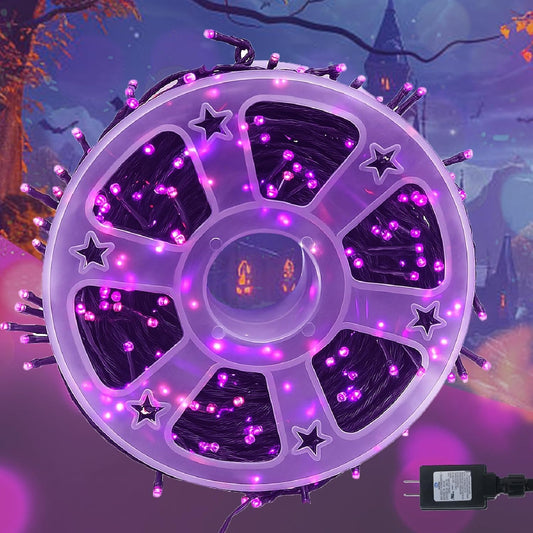 Kwaiffeo LED String Lights for Halloween Christmas Holiday Decorations, 8 Modes Fairy Lights for Indoor Outdor, 164FT 500LED, Purple