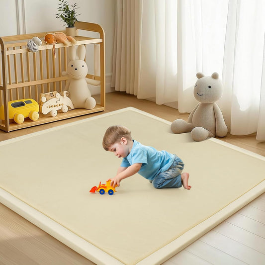 Baby Play Mat for Floor - 1.4" Thick Memory Foam Rug, 60"x60" Playpen Tummy Time Mat, Soft Velvet Nursery Rug, Large Padded Crawling Mats, Cushioned Pads for Playroom Toddlers, Infants, Yoga, Tatami