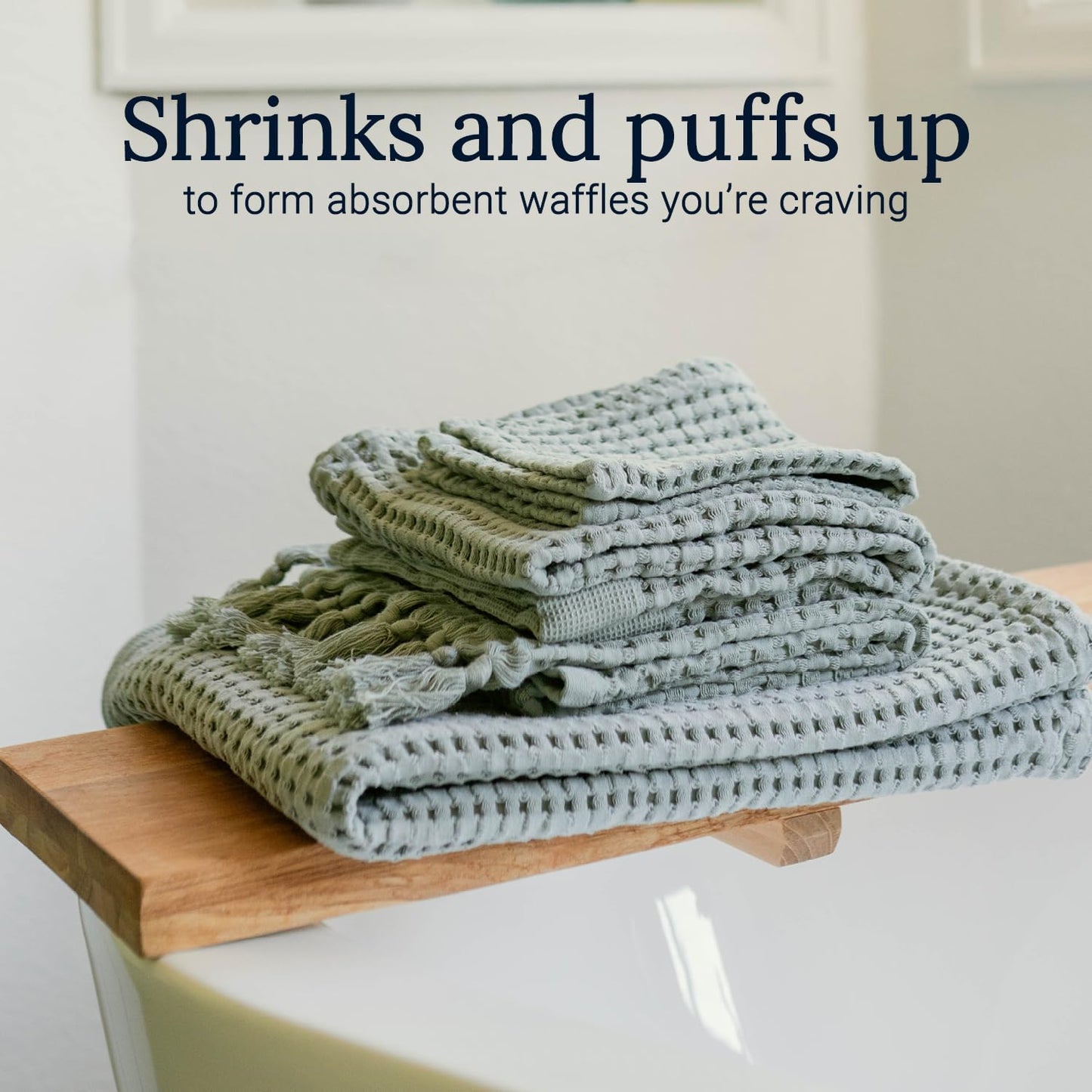 GILDEN TREE Waffle Bath Sheet Quick Dry Towel, Thin Luxury Bath Towels, 40x80 Large Bath Towels 2 Pack Bath Sheets, Modern Style (Sage Grey)