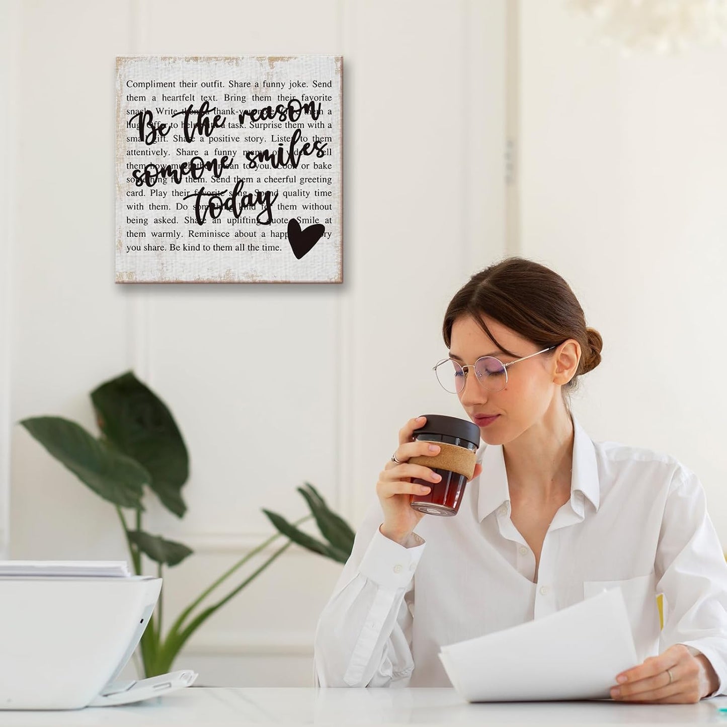 Inspirational Therapy Office Decor Canvas Wall Art Framed Painting Prints Wall Decor Rustic Motivational Decorative Mental Health Decorations for Bedroom House Home Office Accessories,11.8x11.8 Inch