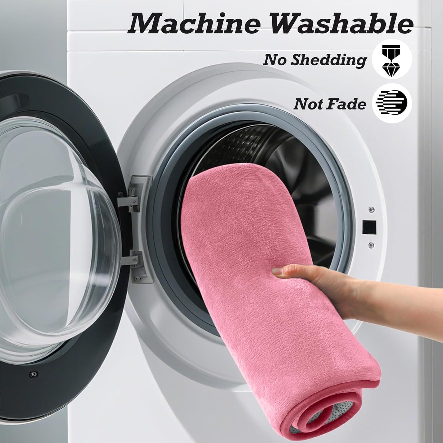 HUXMEYSON Bathroom Rugs Sets 2 Piece, Non-Slip & Quick Dry Bath Mat Set, Ultra Soft Velvet Bath Rugs for Bathroom, Toilet and Shower Floor, Pink