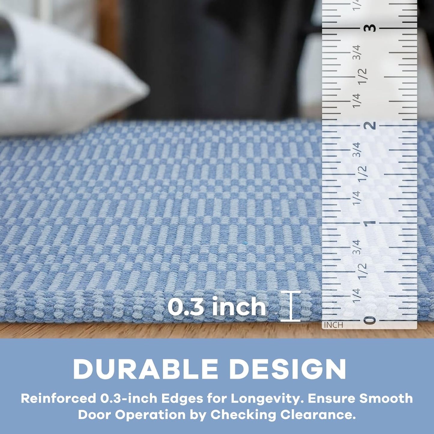 KOZYFLY Washable Runner Rug 2x5 Ft Runners for Hallways Rubber Backed Throw Rug, Braided Cotton Entryway Runner Indoor, Carpet Runners for Hallway Kitchen Entryway Bedroom, Blue