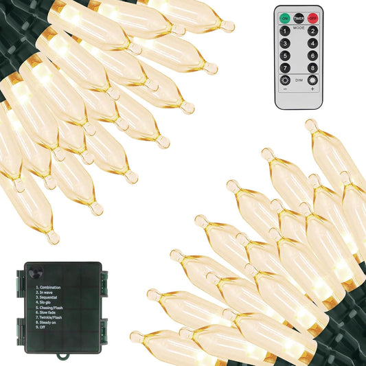 Christmas Lights 66ft 200 LED Battery Operated String Lights with Timer Memory Function or Battery Powered Waterproof Fairy Light for Indoor Outdoor Decoration