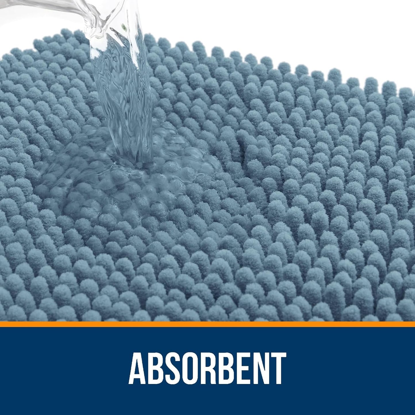 OLANLY Bathroom Rugs Sets 3 Piece, Soft Absorbent Chenille Bath Mats and U-Shaped Contour Toilet Rug, Quick Dry, Home Decor Accessories, Bath Mat Set for Bathroom (47"x20"+24"x16"+24"x20", Airy Blue)