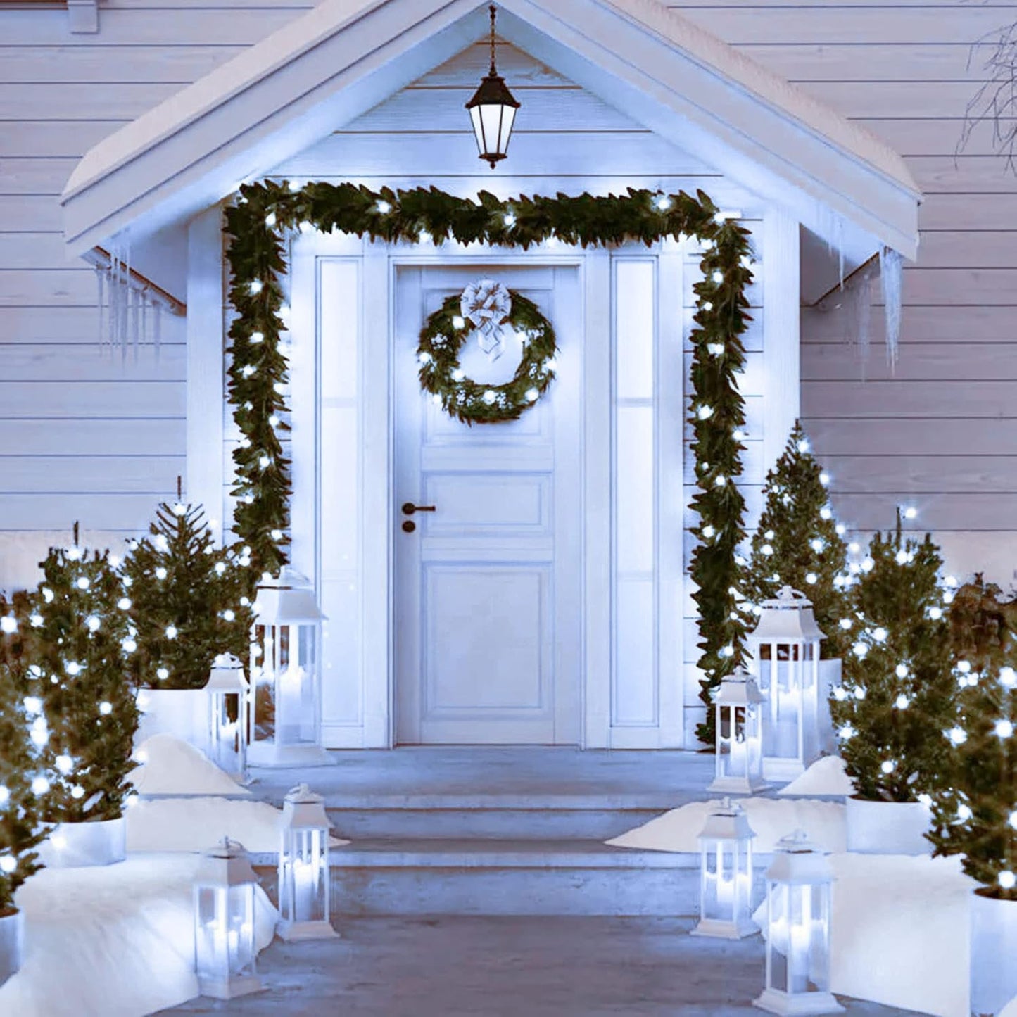 JMEXSUSS 250 LED White Christmas Lights Indoor Outdoor, 91.5ft Connectable Christmas String Lights 8 Modes, Clear Wire Twinkle String Light Plug in for Bedroom Wedding Garden Party Decoration