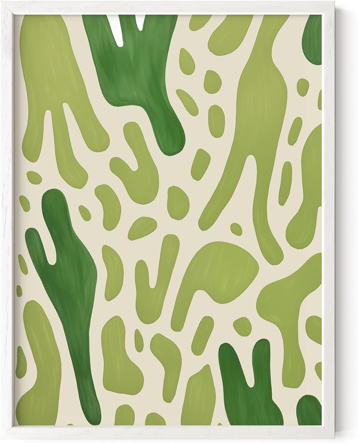 HAUS AND HUES Modern Abstract Wall Art - Blue and Green Living Room Art, Modern Artwork for Walls, Minimalist Picture for Living Room(Green Pattern, White Frame, 12x16)