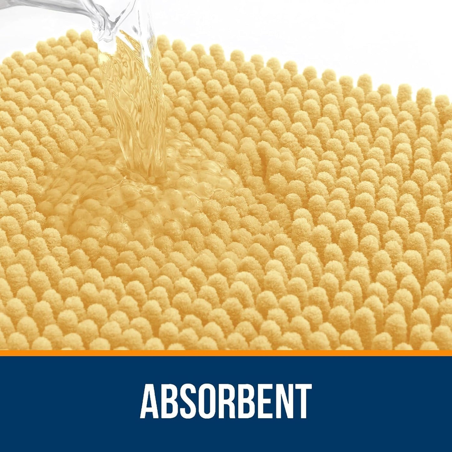 OLANLY Bathroom Rugs Sets 2 Piece, Soft Absorbent Chenille Bath Mats and U-Shaped Contour Toilet Mat Area Rug Set, Machine Washable Bath Carpet, Home Decor Accessories(36"x24"+24"x20", Yellow)