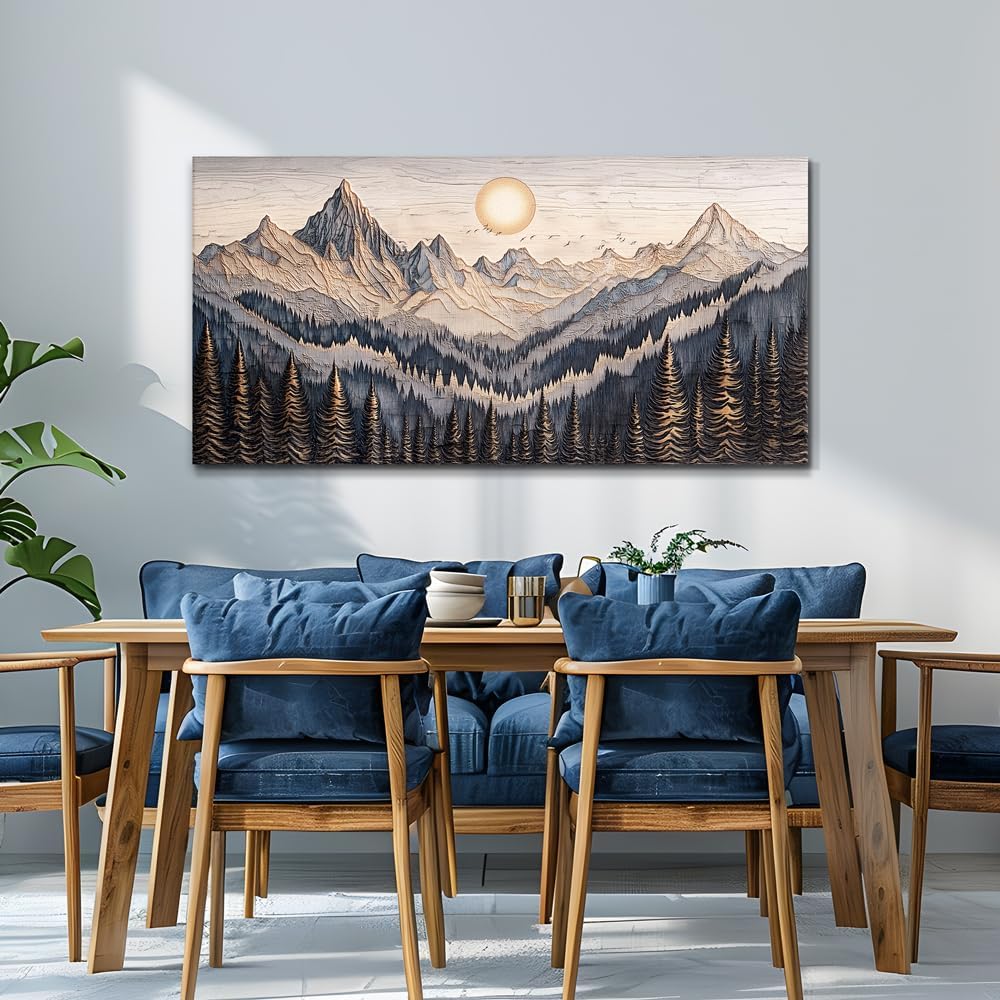 MHARTK66 Wall Art For Living Room Abstract Mountain Landscape Wall Painting Bedroom Wall Decor Office Modern Pictures Wall Decor Sunrise Forest Large Canvas Prints Hanging Modern Home Decorations