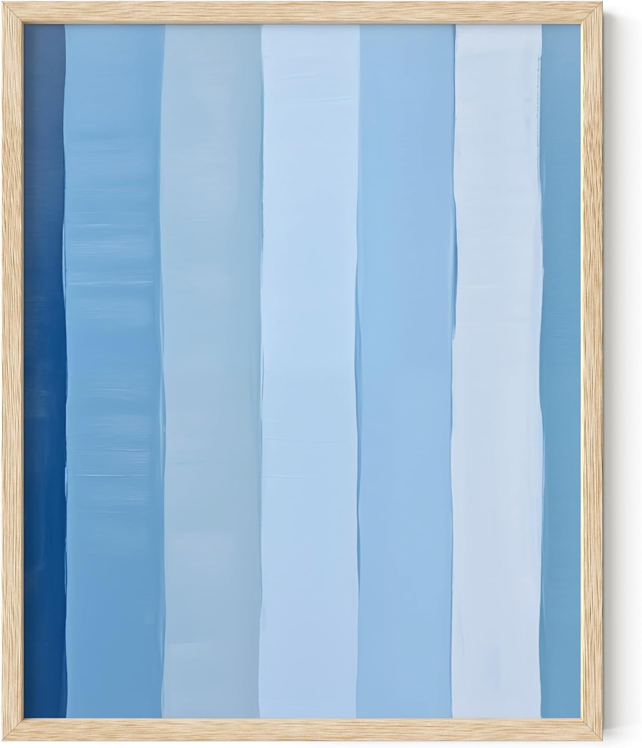 HAUS AND HUES Modern Abstract Wall Art - Blue and Green Living Room Art, Modern Artwork for Walls, Minimalist Picture for Living Room(Painted Stripes, Beige Frame, 8x10)