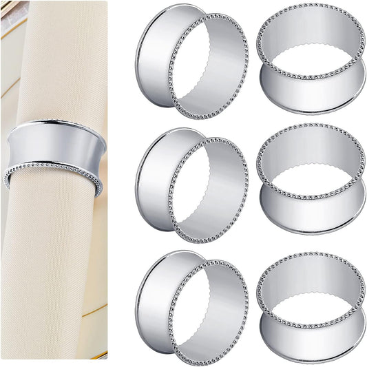 20 Pcs Stainless Steel Bead Side Napkin Rings Delicate Serviette Buckles (Silver)