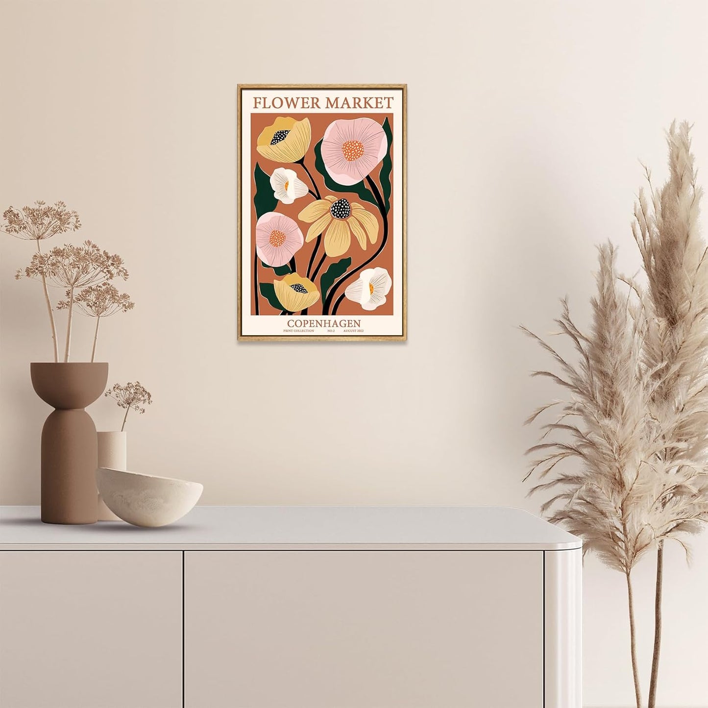 Zzuyi Framed Flower Market Wall Art,Anthropologie art,Botanical Flower wall art for Living Room Bedroom Decoration-12 x 16"
