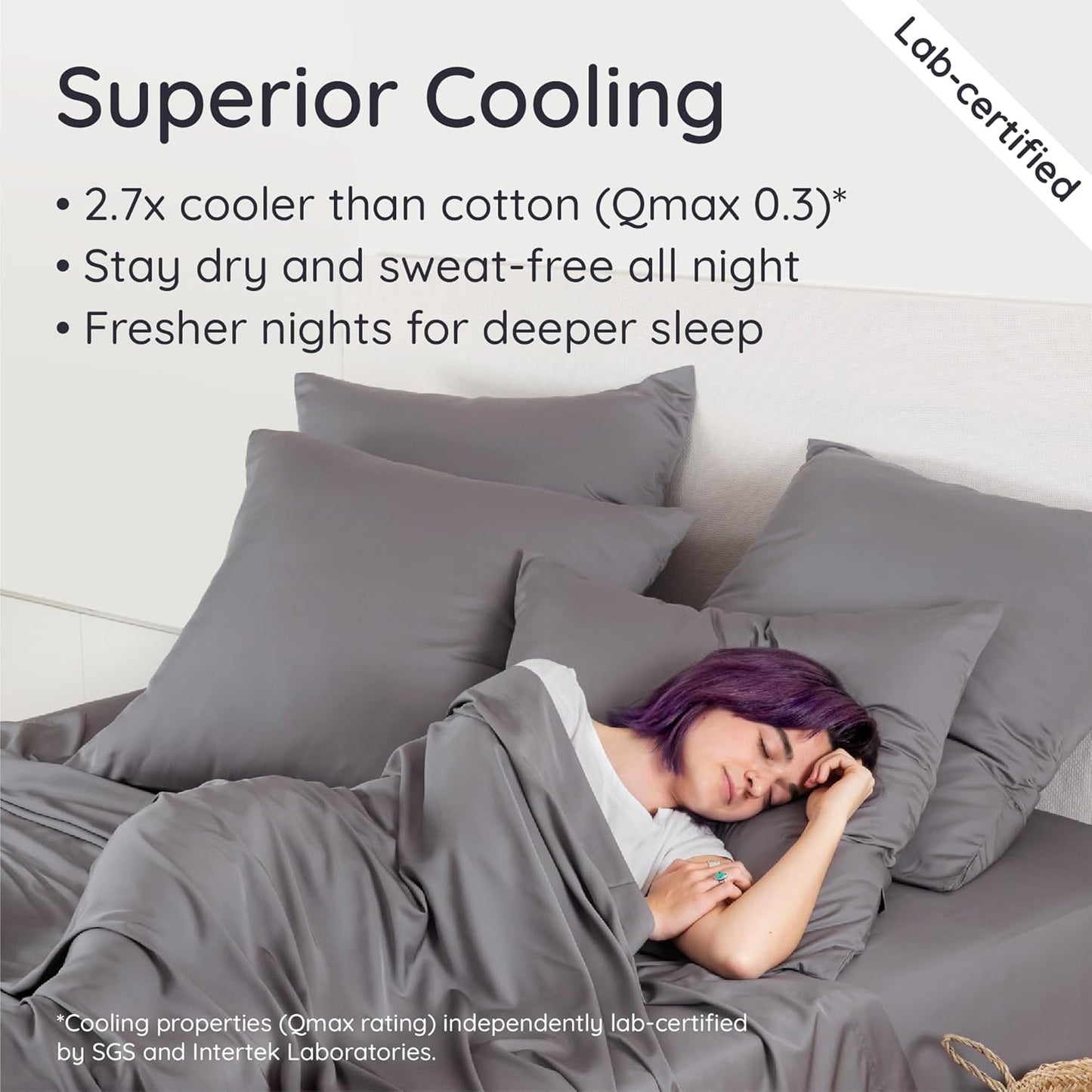 Bambaw 100% Viscose Derived from Bamboo Sheets Queen Size Set – 6pcs Deep Pocket Cooling Queen Sheets, Fits Up to 16'' with Elastic Corner Straps, Buttery Soft Sheets Queen (Dark Gray)