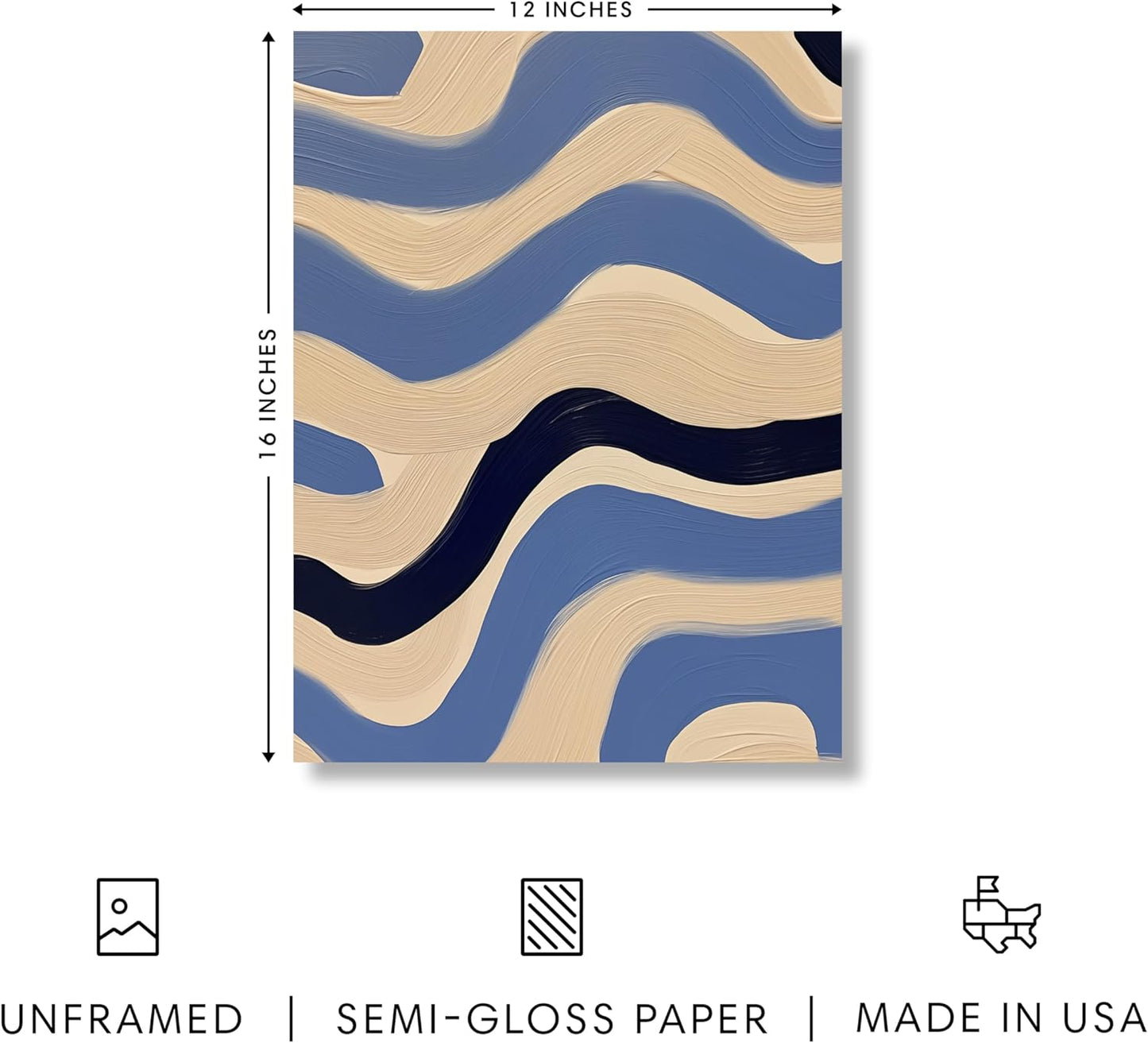 HAUS AND HUES Modern Abstract Wall Art - Blue and Green Living Room Art, Modern Artwork for Walls, Minimalist Picture for Living Room(Blue Abstract Pattern 4, Unframed, 12x16)