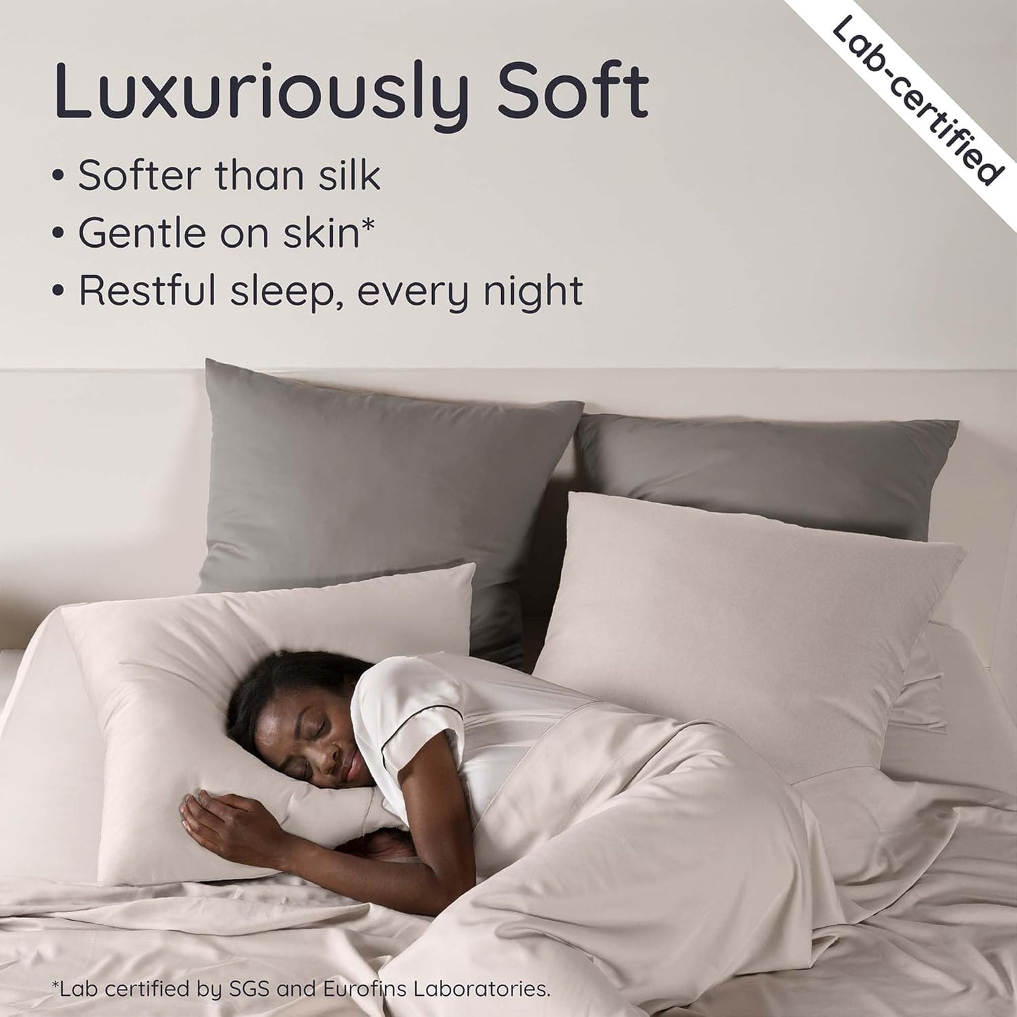 Bambaw California King Cooling Sheets Set 4pcs – 100% Viscose Derived from Bamboo Sheets Extra Deep Pockets, Soft & Breathable Bedding Set, Fits Up to 16'' with Elastic Corner Straps (Sand)