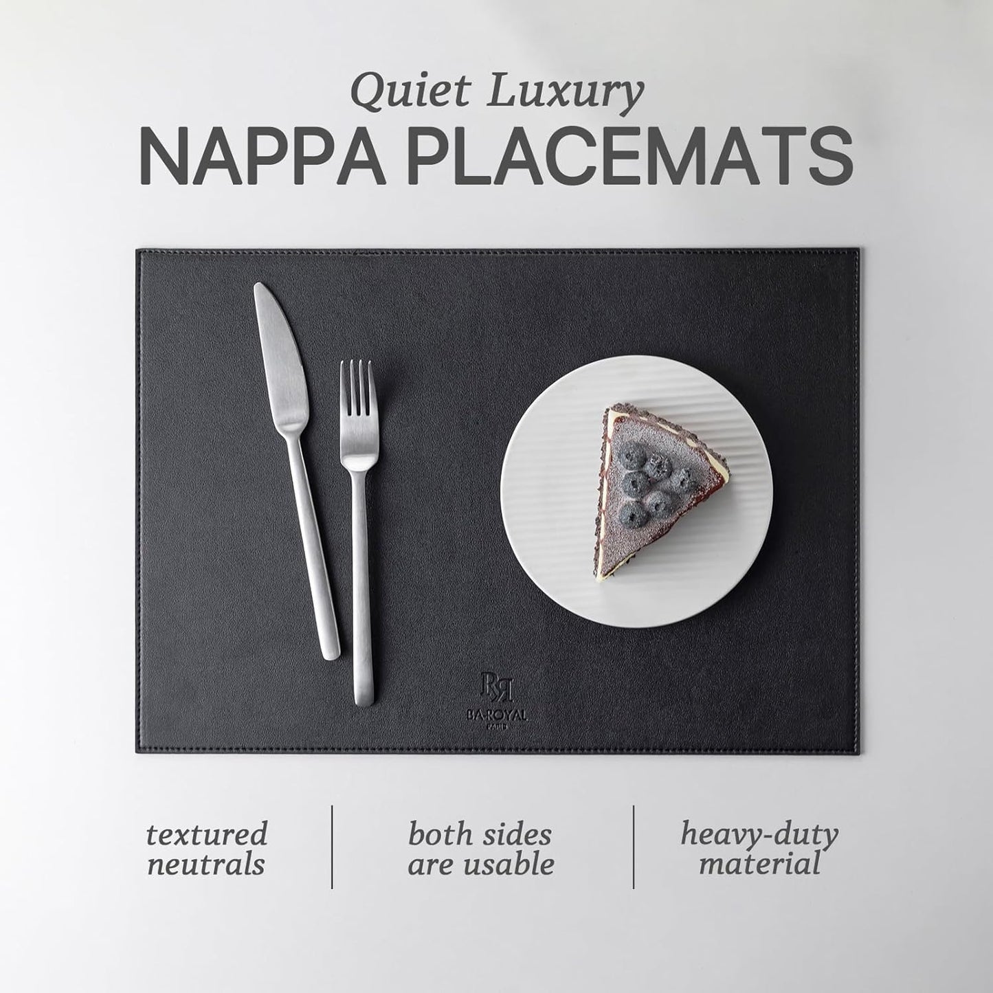 Faux Leather Placemats Set of 12 Vinyl Washable Wipeable Table Mats for Kitchen Dining Table Heat Resistant Waterproof Modern Indoor/Outdoor Placemats Non-Slip Easy Clean Place Mats (Black)