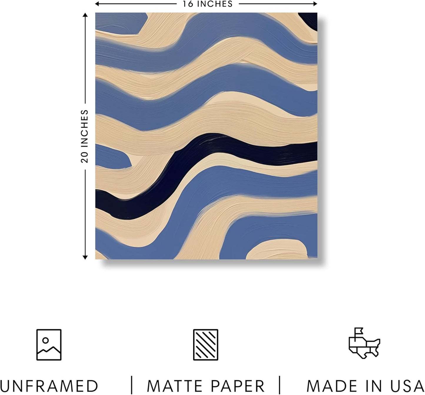 HAUS AND HUES Modern Abstract Wall Art - Blue and Green Living Room Art, Modern Artwork for Walls, Minimalist Picture for Living Room(Blue Abstract Pattern 4, Unframed, 16x20)