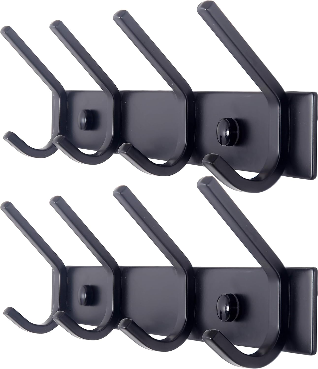 WEBI Coat Rack Wall Mounted,4 Coat Hooks for Hanging Coats,Hook Rack Rail Coat Hanger Wall Coat Rack with Hooks for Clothes,Black,2 Packs