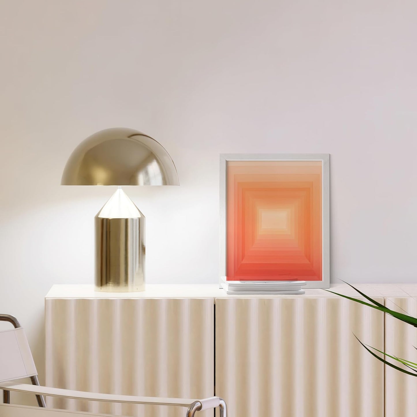 HAUS AND HUES Pink Geometric 2 Art Print with White Oak Frame 8x10