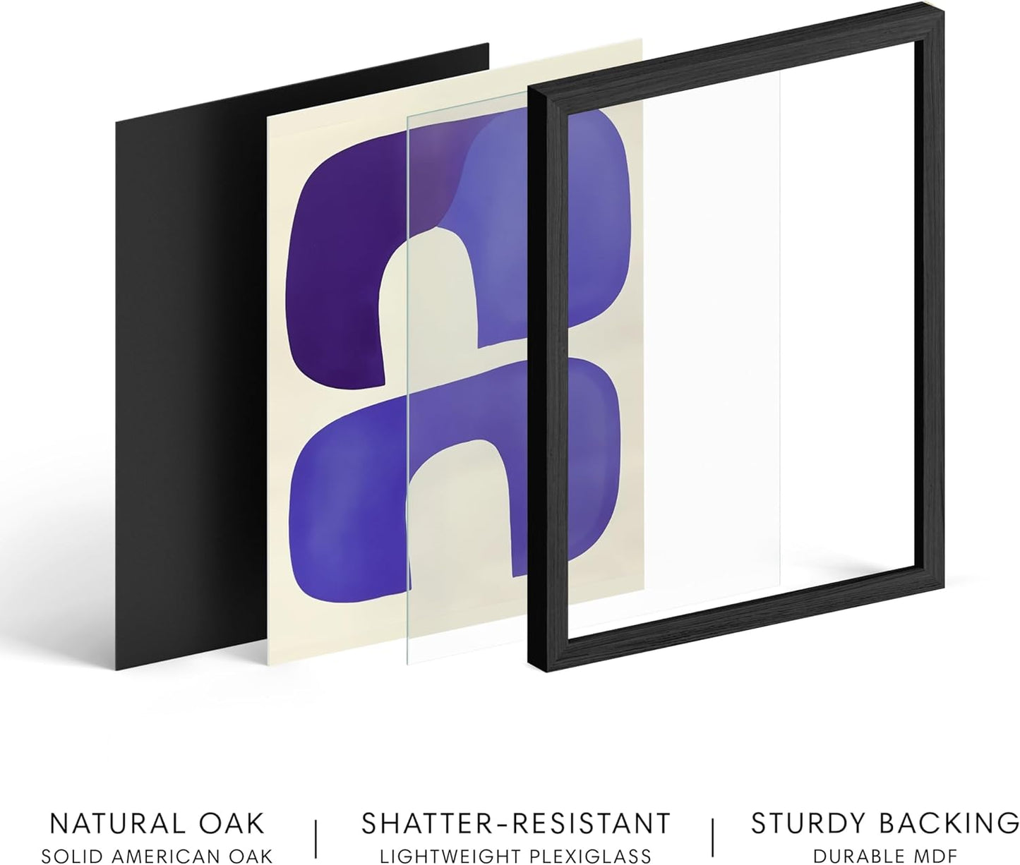 HAUS AND HUES Modern Abstract Wall Art - Blue and Green Living Room Art, Modern Artwork for Walls, Minimalist Picture for Living Room(Blue Tribal Shapes, Black Frame, 8x10)