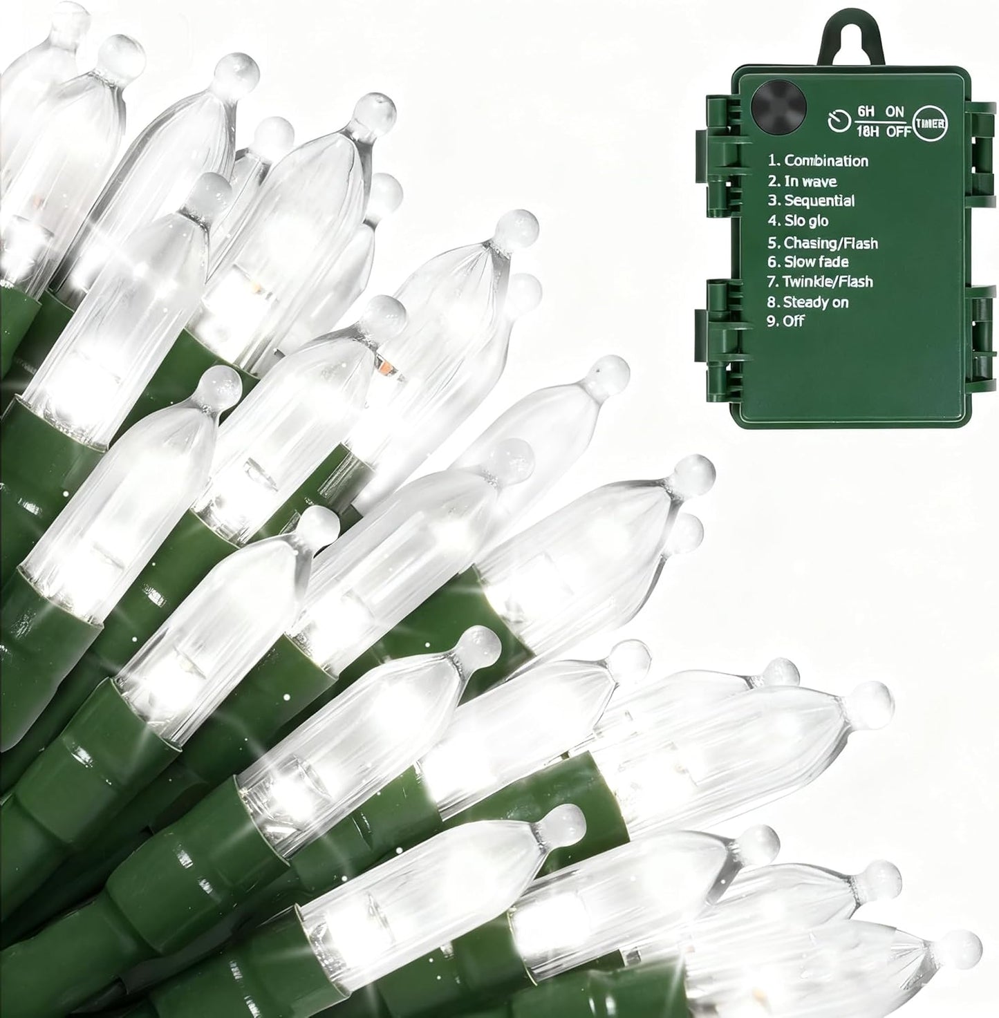 Battery Operated Christmas Lights, 18 FT 50 LED Clear Mini String Lights, 8 Modes with Timer Waterproof Tree Lights for Xmas Indoor Outdoor Holiday Home Decor, Pure White