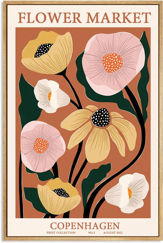 Zzuyi Framed Flower Market Wall Art,Anthropologie art,Botanical Flower wall art for Living Room Bedroom Decoration-12 x 16"