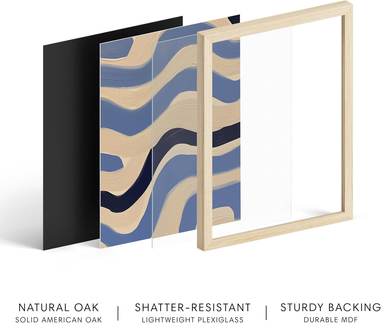 HAUS AND HUES Modern Abstract Wall Art - Blue and Green Living Room Art, Modern Artwork for Walls, Minimalist Picture for Living Room(Blue Abstract Pattern 4, Beige Frame, 12x16)