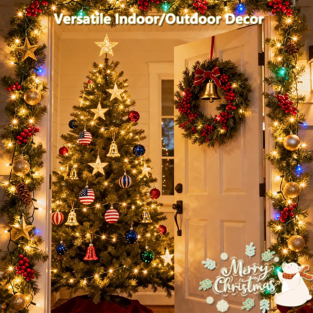 Battery Operated Christmas Lights, 18 FT 50 LED Clear Mini String Lights, 8 Modes with Timer Waterproof Tree Lights for Xmas Indoor Outdoor Holiday Home Decor, Warm White