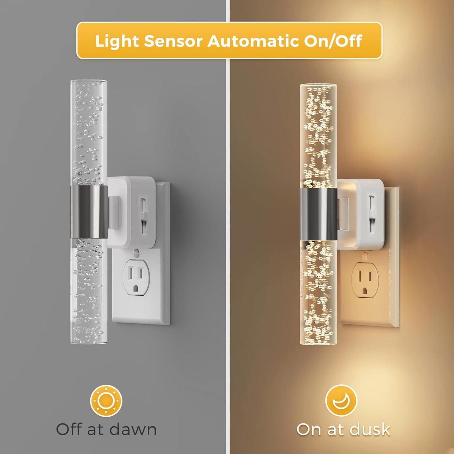 L LOHAS LED Night Light, Night Lights Plug into Wall, 180° Rotating, Auto Light Sensor, Dimmable 100LM, Soft White 3000K, Wall Sconce-Style Design Nightlights for Bedroom Bathroom Hallway, 2 Pack