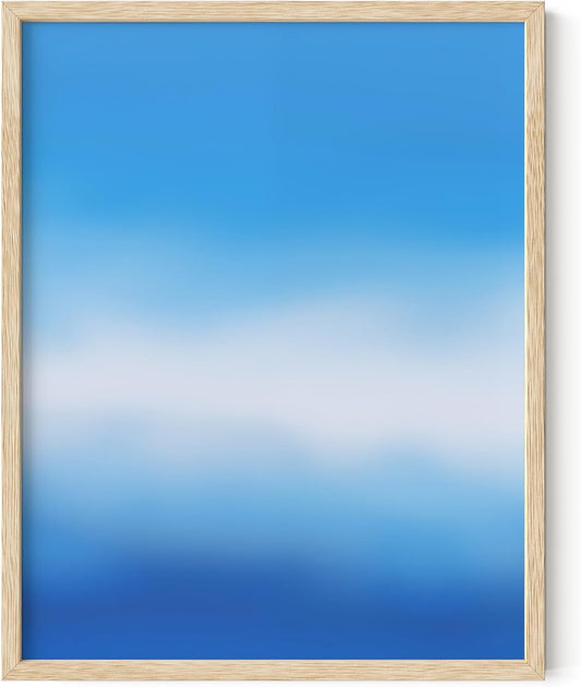 HAUS AND HUES Modern Abstract Wall Art - Blue and Green Living Room Art, Modern Artwork for Walls, Minimalist Picture for Living Room(Blue Tie-Dye, Beige Frame, 11x14)