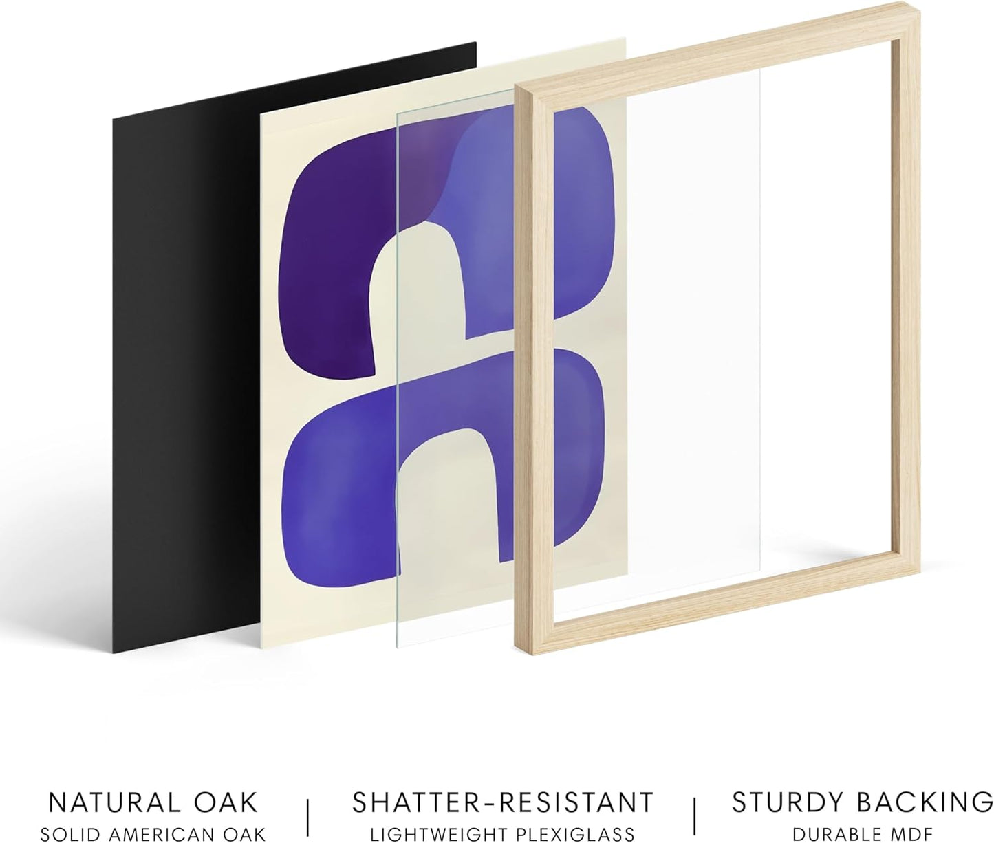 HAUS AND HUES Modern Abstract Wall Art - Blue and Green Living Room Art, Modern Artwork for Walls, Minimalist Picture for Living Room(Blue Tribal Shapes, Beige Frame, 12x16)