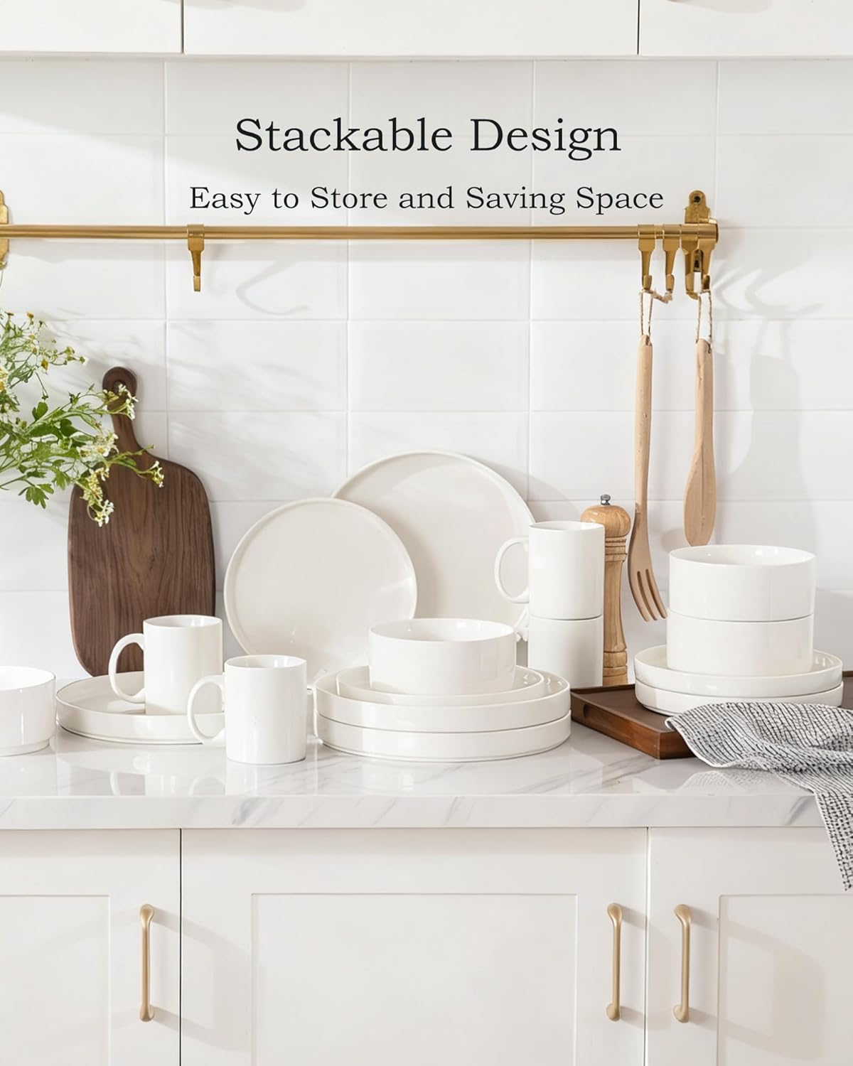 Sweejar Porcelain Dinnerware Sets for 6, 18 Pieces Ceramic Plates and Bowls Set, Classic Modern Simple Kitchen Dinner Dining Ware Set, Dishwasher and Microwave Safe Dishes Sets(Pure White)