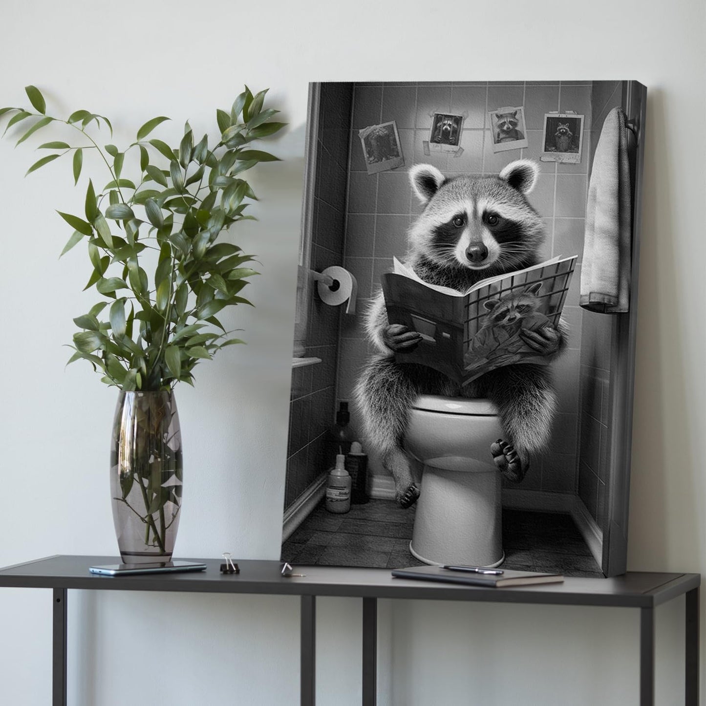 DIHSIEG Inspirational Canvas Wall Art Funny Bathroom Wall Art Print Poster, Frameless Canvas Decor,with Hook, Can be Placed on the Table,Motivational Prints,Dark 12x16 Inch