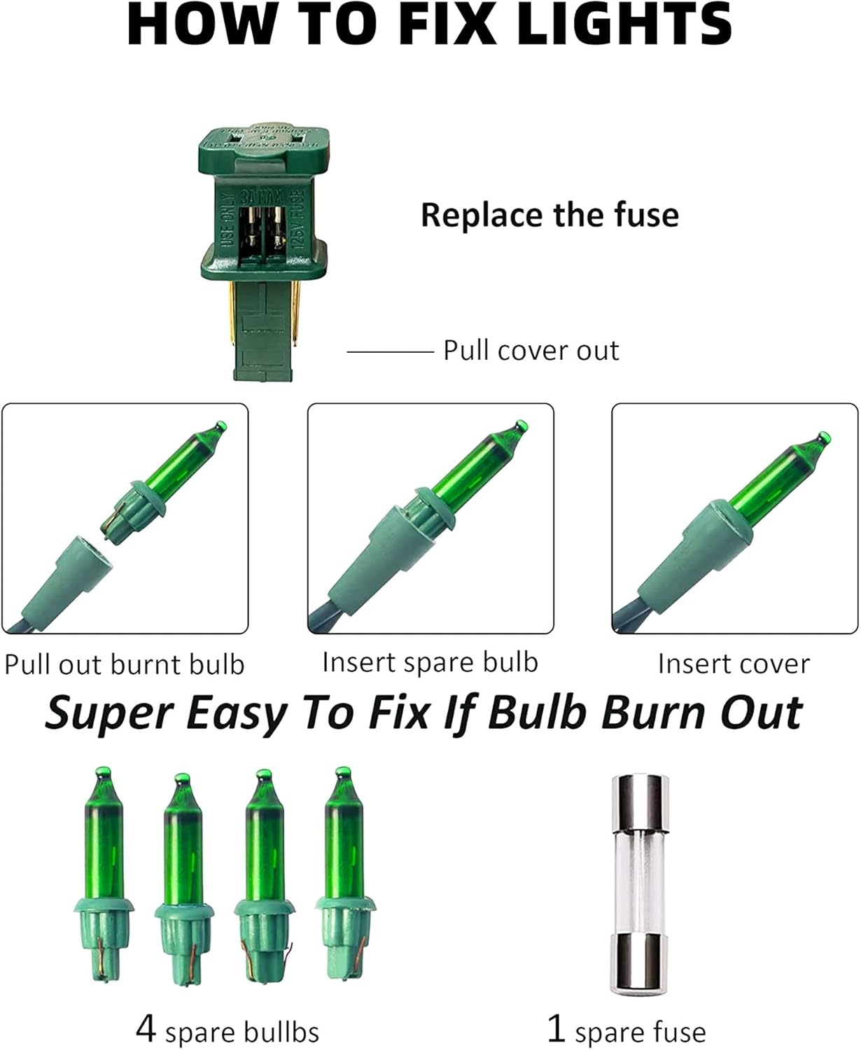 TW SHINE Green Christmas Lights, 18.5FT 100 Count Incandescent Halloween Lights, Waterproof St. Patrick's Day Decorations for Outdoor Indoor Xmas Tree Patio Home Party Garden Yard Decor