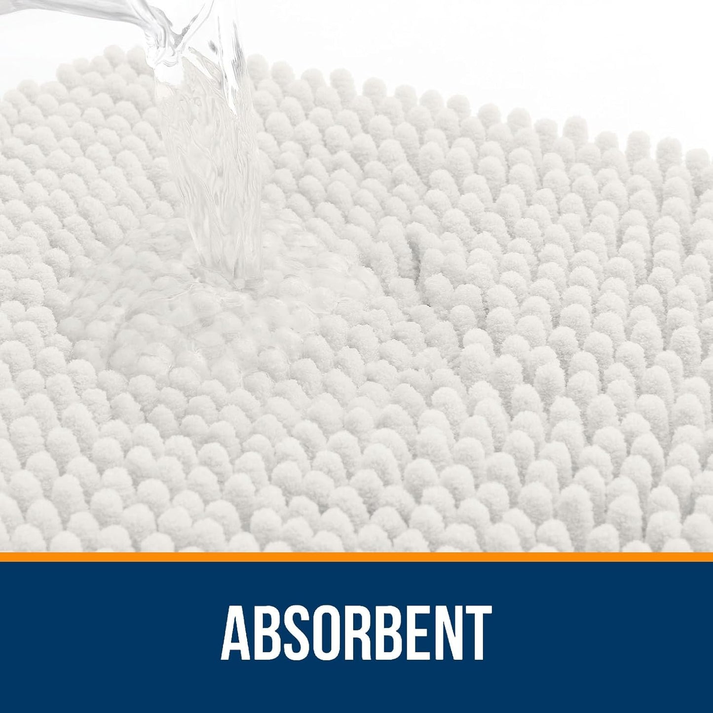 OLANLY Bathroom Rugs Sets 3 Piece, Soft Absorbent Chenille Bath Mats and U-Shaped Contour Toilet Rug, Quick Dry, Home Decor Accessories, Bath Mat Set for Bathroom (47"x20"+24"x16"+24"x20", Ivory)