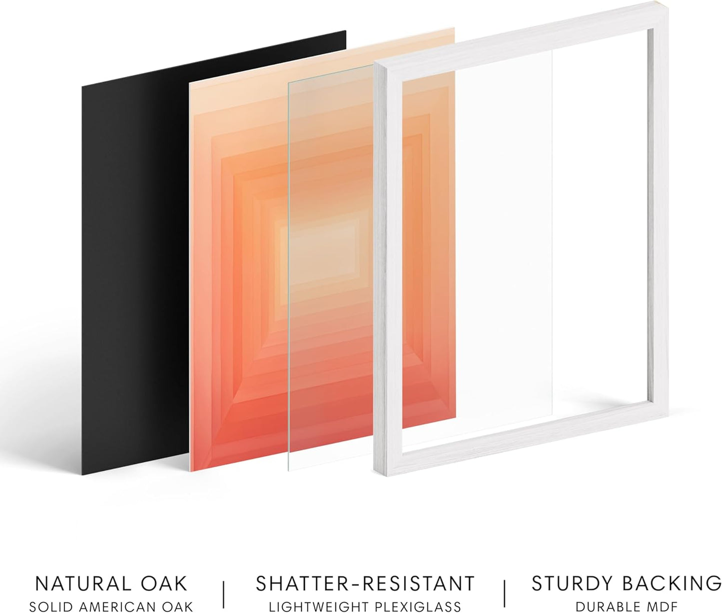 HAUS AND HUES Colorful Abstract Wall Art - Minimalist Retro Picture for Living Room Decor, Red and Pink Modern Wall Art Painting (Pink Geometric 2, White Frame, 12x16)